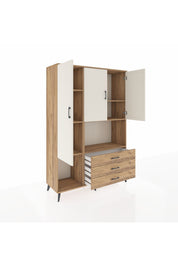 Hyperion Dolap 6 Raflı 3 Çekmeceli 3 Kapaklı 132x44x195 Çam-Aytaşı/Çam