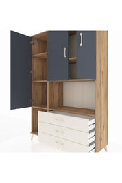 Hyperion Dolap 6 Raflı 3 Çekmeceli 3 Kapaklı 132x44x195 Çam-Antrasit/Aytaşı