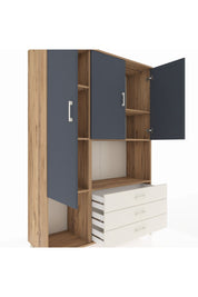 Hyperion Dolap 6 Raflı 3 Çekmeceli 3 Kapaklı 132x44x195 Çam-Antrasit/Aytaşı