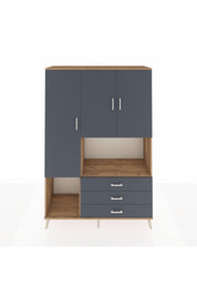 Hyperion Dolap 6 Raflı 3 Çekmeceli 3 Kapaklı 132x44x195 Çam-Antrasit/Antrasit