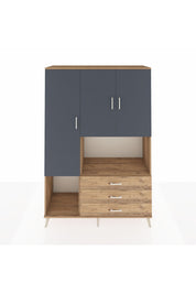 Hyperion Dolap 6 Raflı 3 Çekmeceli 3 Kapaklı 132x44x195 Çam-Antrasit/Çam