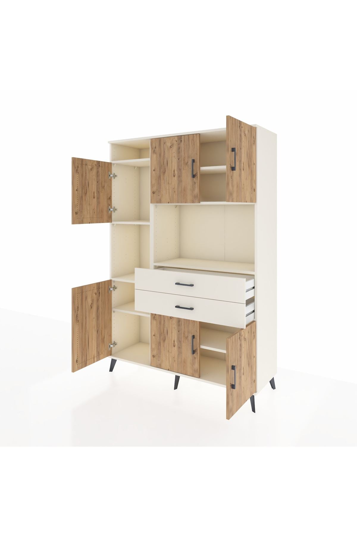 Hyperion Dolap 8 Raflı 2 Çekmeceli 6 Kapaklı 132x44x195 Aytaşı-Çam/Aytaşı