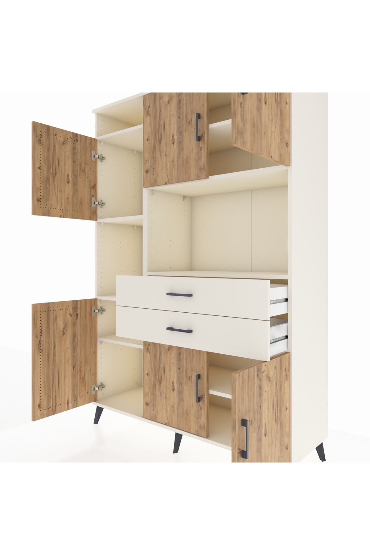 Hyperion Dolap 8 Raflı 2 Çekmeceli 6 Kapaklı 132x44x195 Aytaşı-Çam/Aytaşı