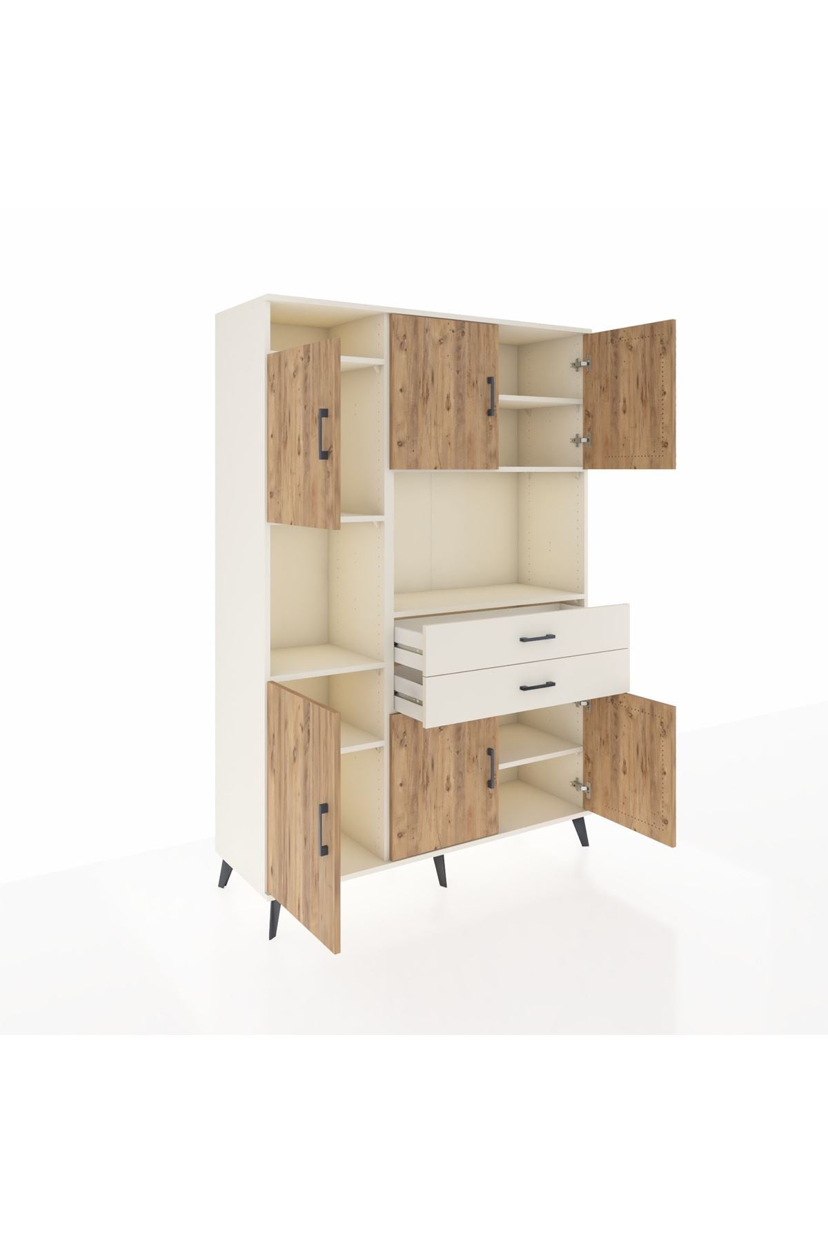 Hyperion Dolap 8 Raflı 2 Çekmeceli 6 Kapaklı 132x44x195 Aytaşı-Çam/Aytaşı