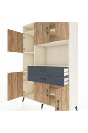 Hyperion Dolap 8 Raflı 2 Çekmeceli 6 Kapaklı 132x44x195 Aytaşı-Çam/Antrasit