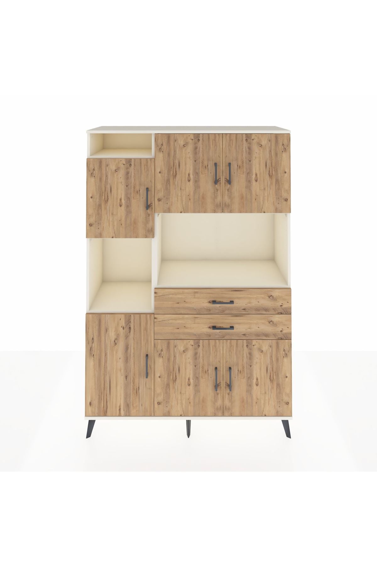 Hyperion Dolap 8 Raflı 2 Çekmeceli 6 Kapaklı 132x44x195 Aytaşı-Çam/Çam