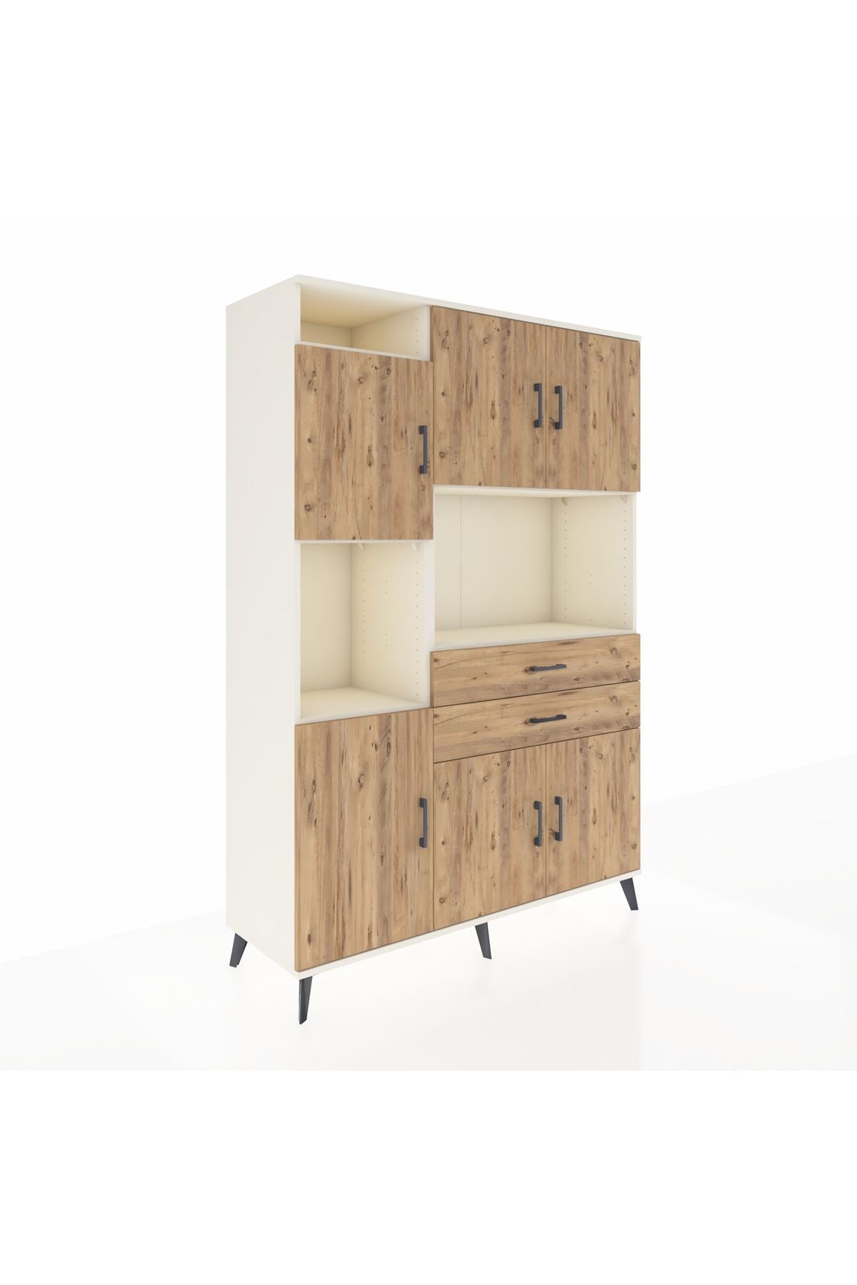 Hyperion Dolap 8 Raflı 2 Çekmeceli 6 Kapaklı 132x44x195 Aytaşı-Çam/Çam