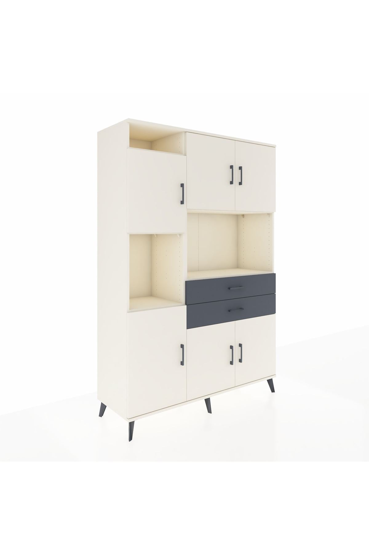 Hyperion Dolap 8 Raflı 2 Çekmeceli 6 Kapaklı 132x44x195 Aytaşı-Aytaşı/Antrasit