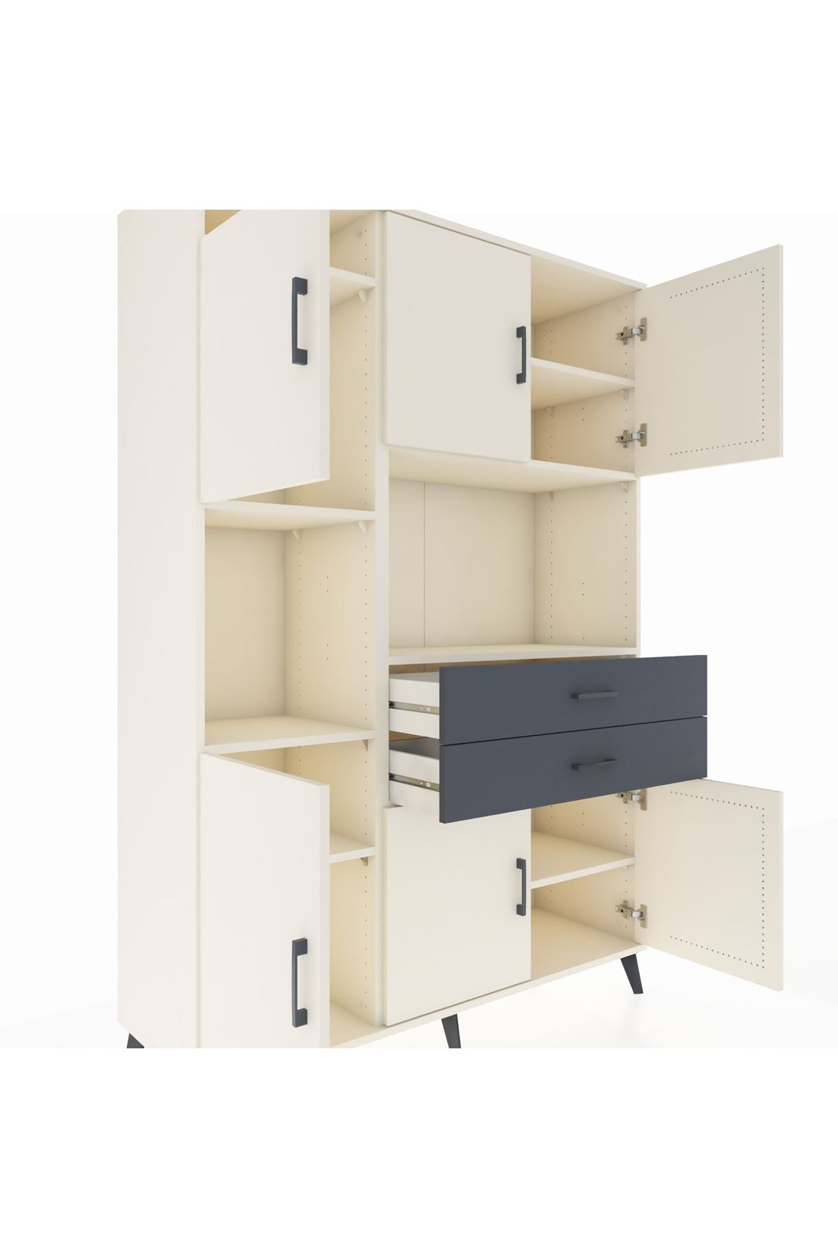 Hyperion Dolap 8 Raflı 2 Çekmeceli 6 Kapaklı 132x44x195 Aytaşı-Aytaşı/Antrasit