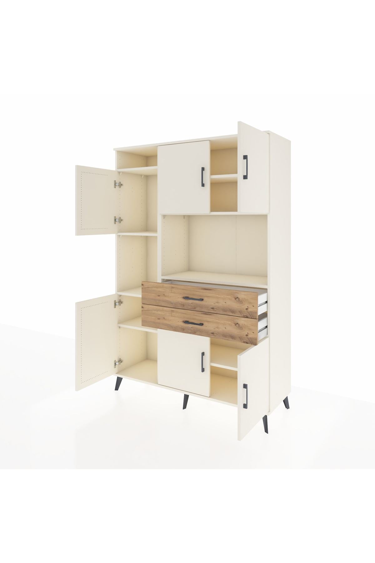 Hyperion Dolap 8 Raflı 2 Çekmeceli 6 Kapaklı 132x44x195 Aytaşı-Aytaşı/Çam