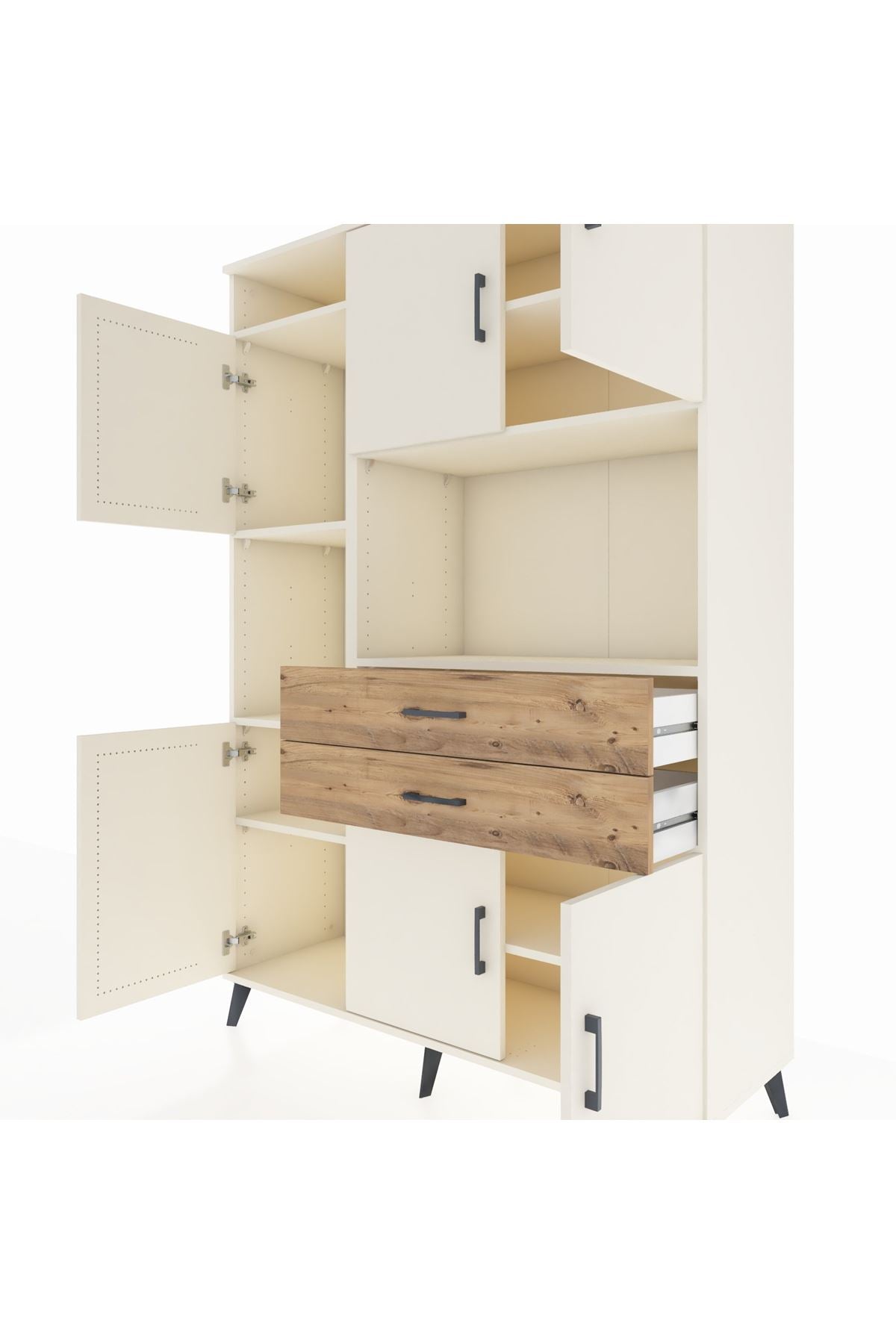 Hyperion Dolap 8 Raflı 2 Çekmeceli 6 Kapaklı 132x44x195 Aytaşı-Aytaşı/Çam