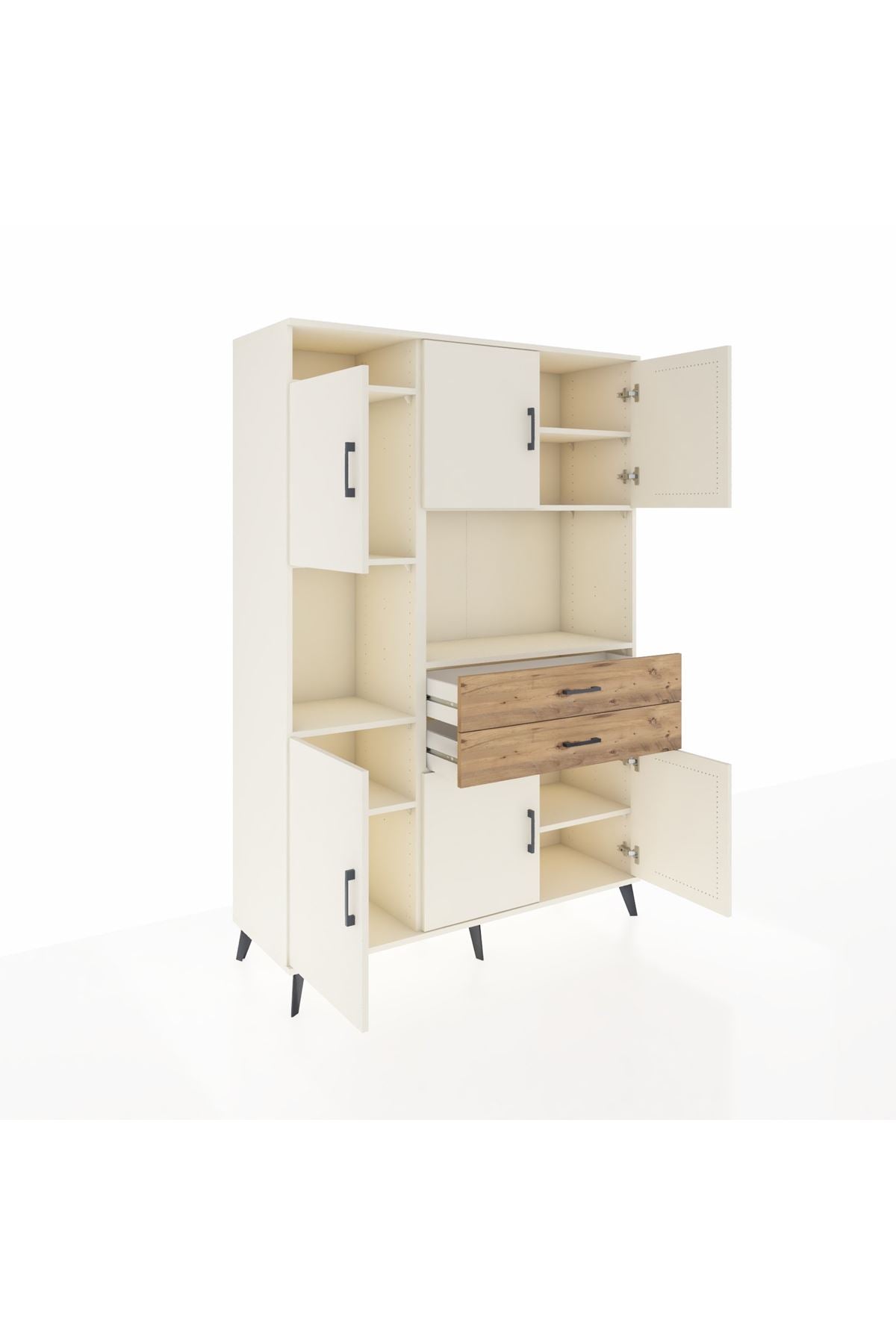 Hyperion Dolap 8 Raflı 2 Çekmeceli 6 Kapaklı 132x44x195 Aytaşı-Aytaşı/Çam