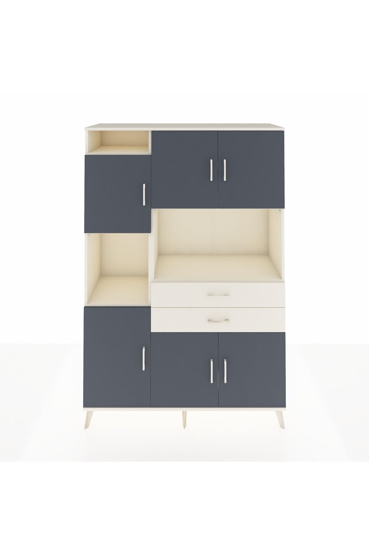 Hyperion Dolap 8 Raflı 2 Çekmeceli 6 Kapaklı 132x44x195 Aytaşı-Antrasit/Aytaşı