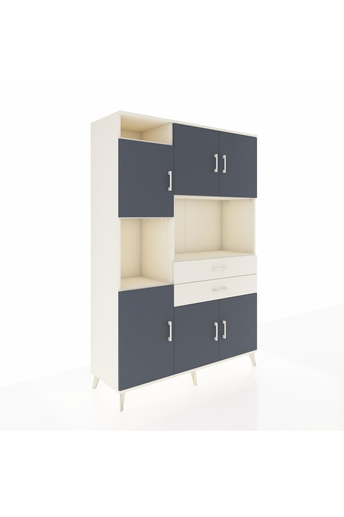 Hyperion Dolap 8 Raflı 2 Çekmeceli 6 Kapaklı 132x44x195 Aytaşı-Antrasit/Aytaşı