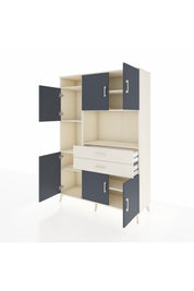 Hyperion Dolap 8 Raflı 2 Çekmeceli 6 Kapaklı 132x44x195 Aytaşı-Antrasit/Aytaşı