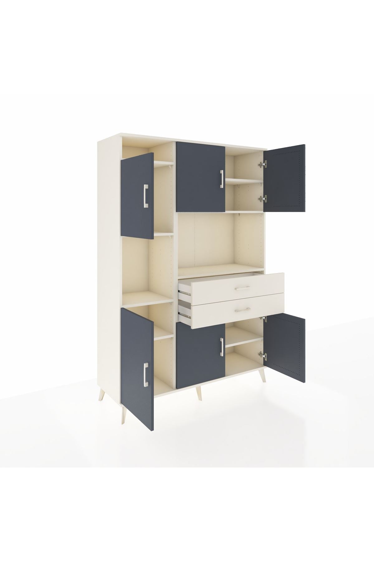 Hyperion Dolap 8 Raflı 2 Çekmeceli 6 Kapaklı 132x44x195 Aytaşı-Antrasit/Aytaşı