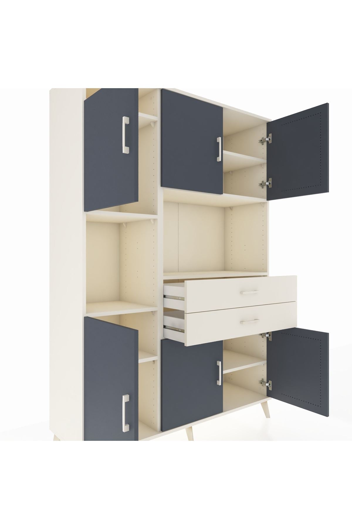 Hyperion Dolap 8 Raflı 2 Çekmeceli 6 Kapaklı 132x44x195 Aytaşı-Antrasit/Aytaşı