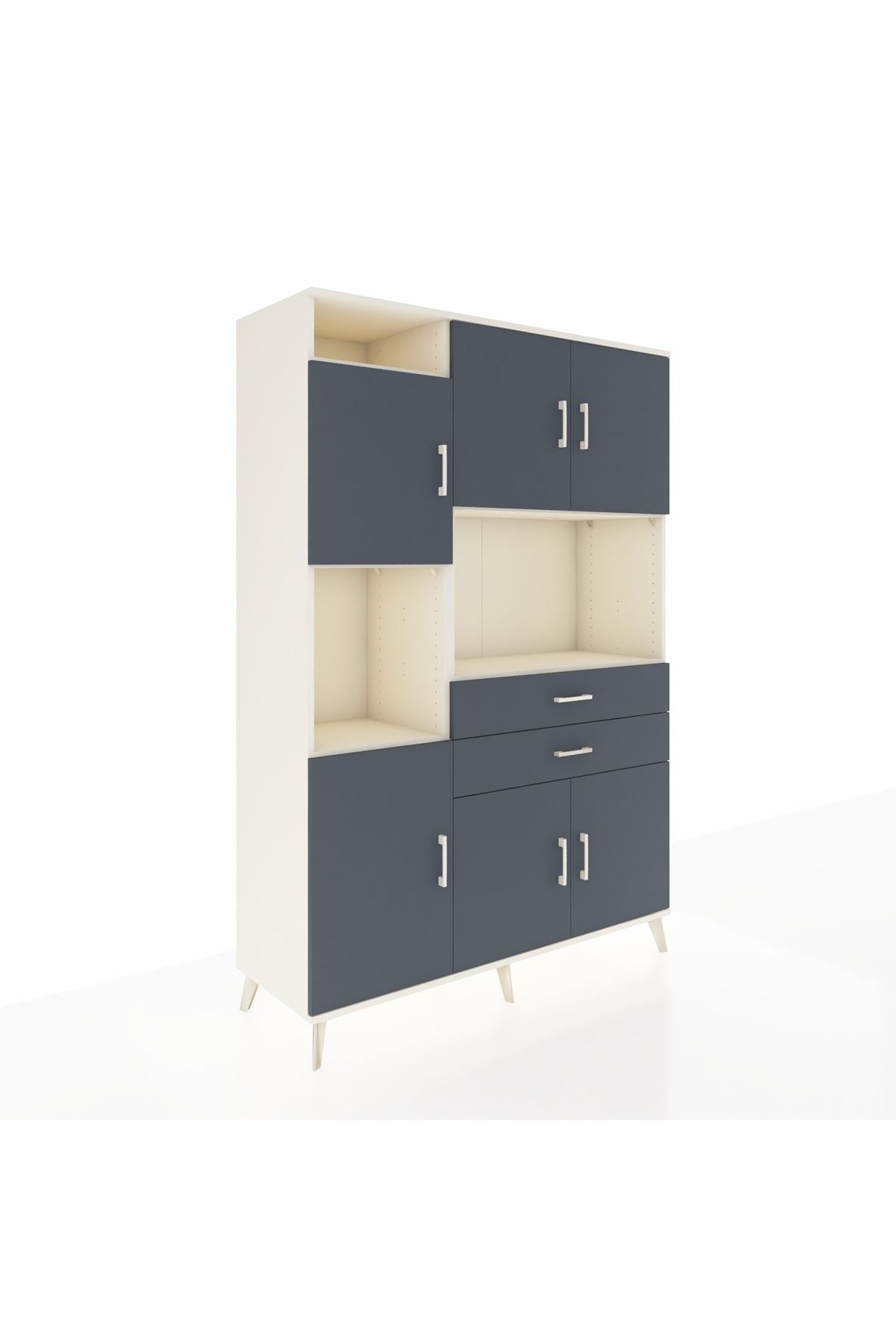 Hyperion Dolap 8 Raflı 2 Çekmeceli 6 Kapaklı 132x44x195 Aytaşı-Antrasit/Antrasit