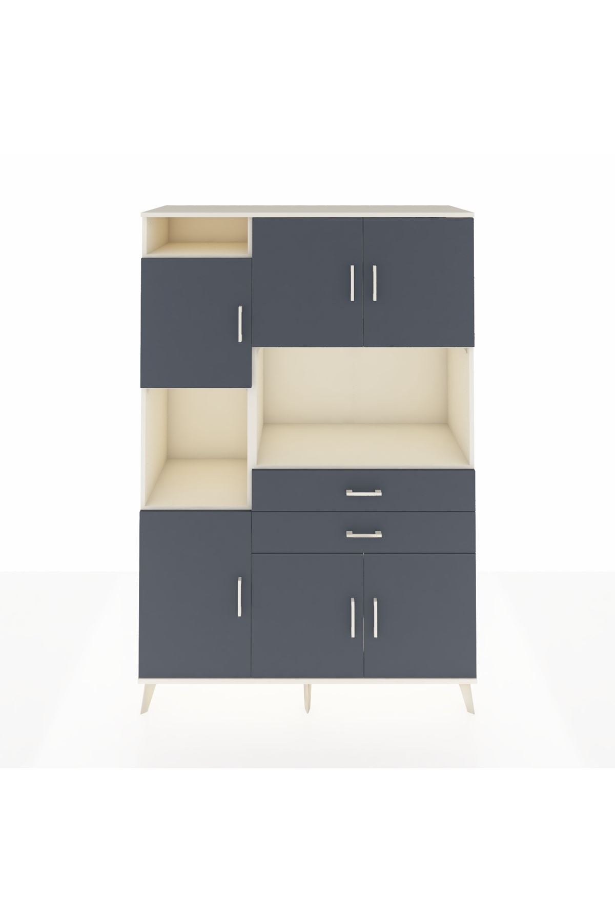 Hyperion Dolap 8 Raflı 2 Çekmeceli 6 Kapaklı 132x44x195 Aytaşı-Antrasit/Antrasit