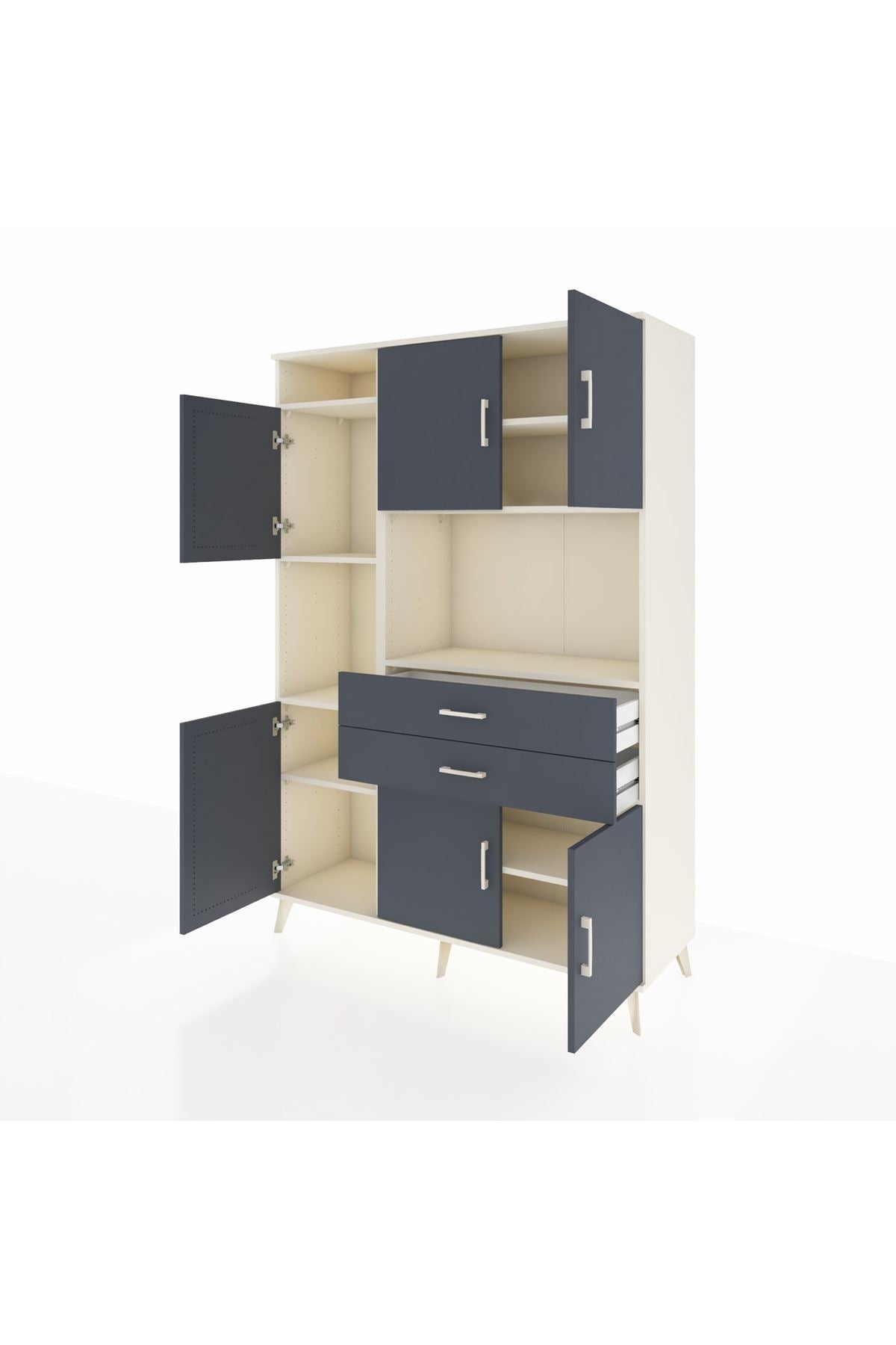 Hyperion Dolap 8 Raflı 2 Çekmeceli 6 Kapaklı 132x44x195 Aytaşı-Antrasit/Antrasit