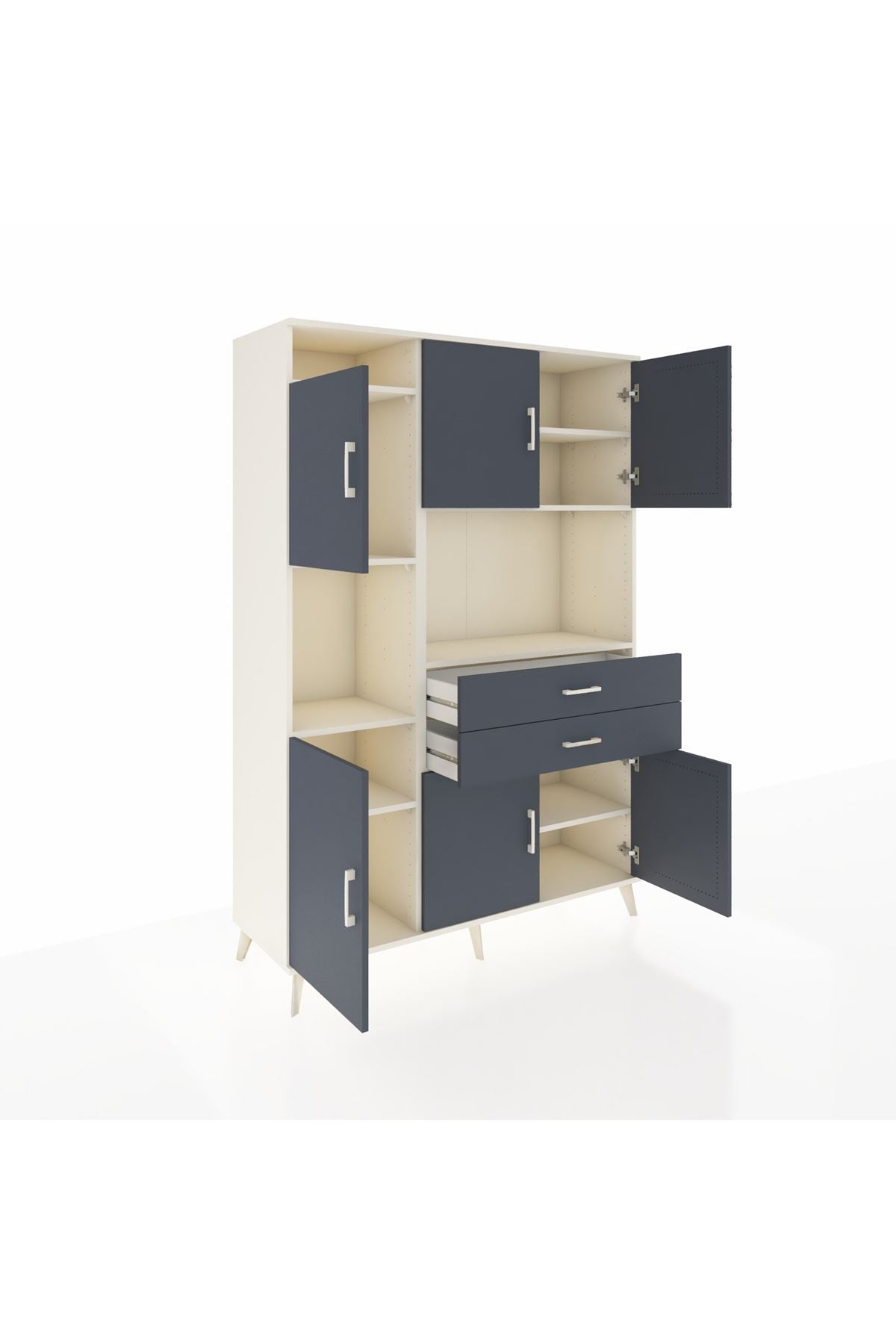 Hyperion Dolap 8 Raflı 2 Çekmeceli 6 Kapaklı 132x44x195 Aytaşı-Antrasit/Antrasit