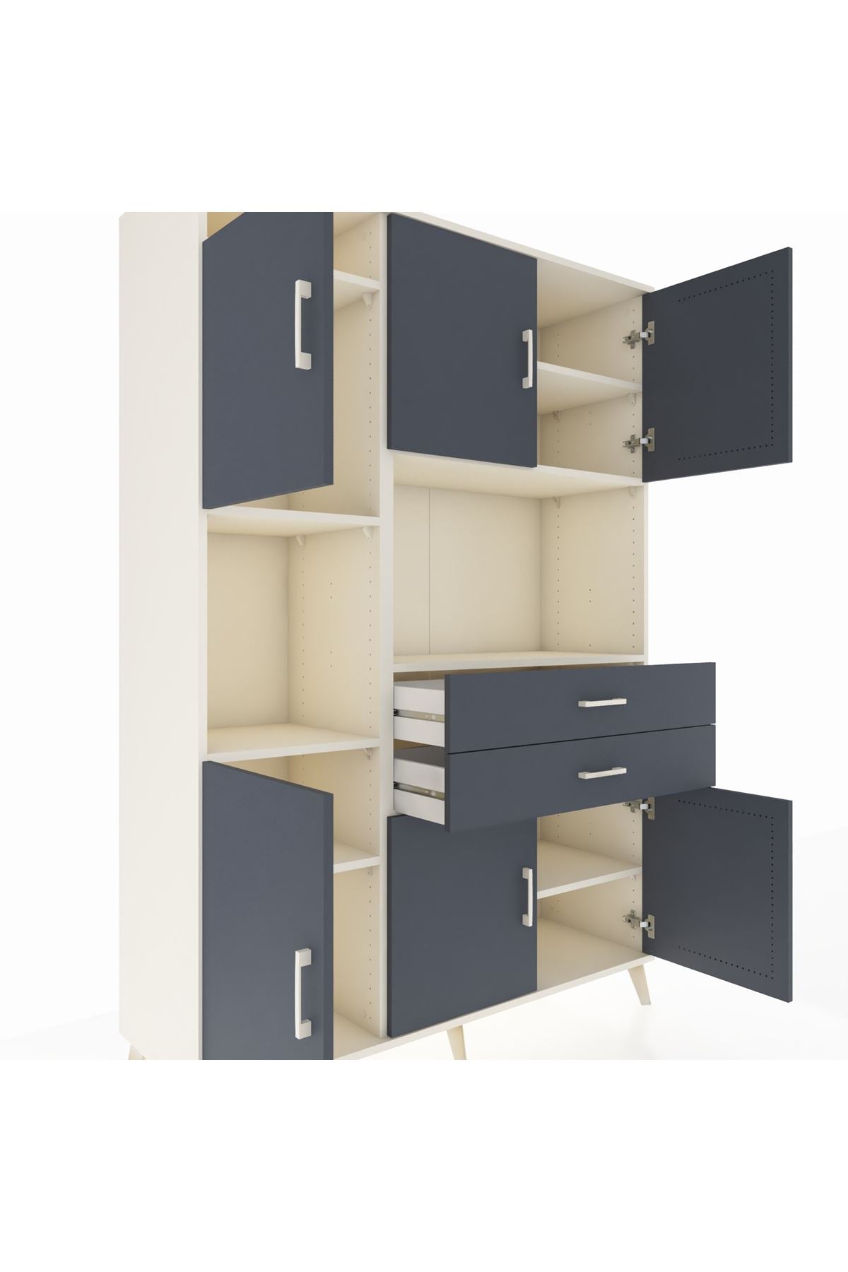 Hyperion Dolap 8 Raflı 2 Çekmeceli 6 Kapaklı 132x44x195 Aytaşı-Antrasit/Antrasit