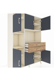 Hyperion Dolap 8 Raflı 2 Çekmeceli 6 Kapaklı 132x44x195 Aytaşı-Antrasit/Çam