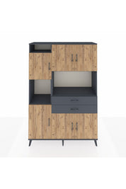 Hyperion Dolap 8 Raflı 2 Çekmeceli 6 Kapaklı 132x44x195 Antrasit-Çam/Antrasit