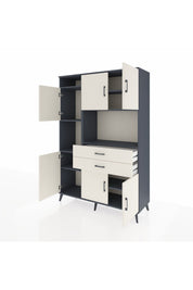 Hyperion Dolap 8 Raflı 2 Çekmeceli 6 Kapaklı 132x44x195 Antrasit-Aytaşı/Aytaşı