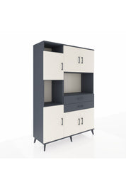 Hyperion Dolap 8 Raflı 2 Çekmeceli 6 Kapaklı 132x44x195 Antrasit-Aytaşı/Antrasit