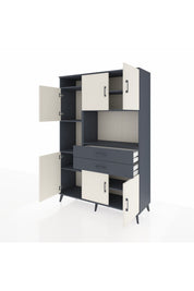 Hyperion Dolap 8 Raflı 2 Çekmeceli 6 Kapaklı 132x44x195 Antrasit-Aytaşı/Antrasit