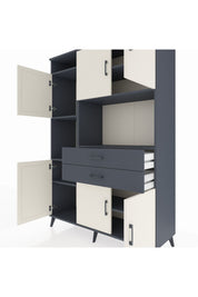 Hyperion Dolap 8 Raflı 2 Çekmeceli 6 Kapaklı 132x44x195 Antrasit-Aytaşı/Antrasit