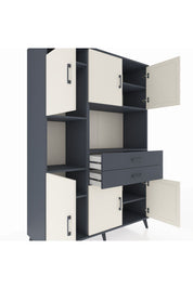 Hyperion Dolap 8 Raflı 2 Çekmeceli 6 Kapaklı 132x44x195 Antrasit-Aytaşı/Antrasit