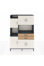 Hyperion Dolap 8 Raflı 2 Çekmeceli 6 Kapaklı 132x44x195 Antrasit-Aytaşı/Çam