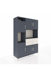 Hyperion Dolap 8 Raflı 2 Çekmeceli 6 Kapaklı 132x44x195 Antrasit-Antrasit/Aytaşı
