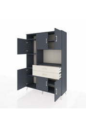 Hyperion Dolap 8 Raflı 2 Çekmeceli 6 Kapaklı 132x44x195 Antrasit-Antrasit/Aytaşı