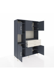 Hyperion Dolap 8 Raflı 2 Çekmeceli 6 Kapaklı 132x44x195 Antrasit-Antrasit/Aytaşı