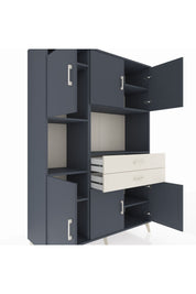 Hyperion Dolap 8 Raflı 2 Çekmeceli 6 Kapaklı 132x44x195 Antrasit-Antrasit/Aytaşı