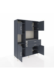 Hyperion Dolap 8 Raflı 2 Çekmeceli 6 Kapaklı 132x44x195 Antrasit-Antrasit/Antrasit