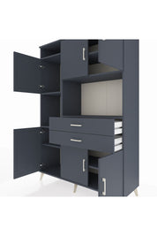 Hyperion Dolap 8 Raflı 2 Çekmeceli 6 Kapaklı 132x44x195 Antrasit-Antrasit/Antrasit