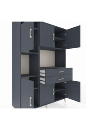 Hyperion Dolap 8 Raflı 2 Çekmeceli 6 Kapaklı 132x44x195 Antrasit-Antrasit/Antrasit