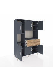 Hyperion Dolap 8 Raflı 2 Çekmeceli 6 Kapaklı 132x44x195 Antrasit-Antrasit/Çam