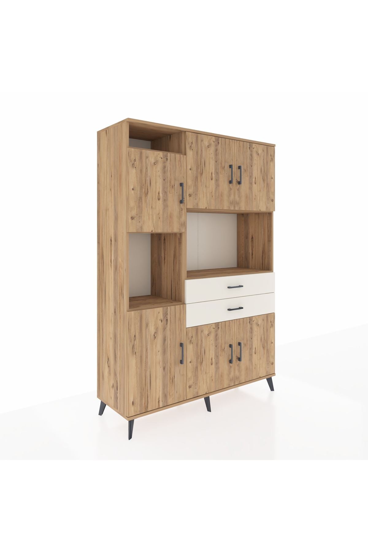 Hyperion Dolap 8 Raflı 2 Çekmeceli 6 Kapaklı 132x44x195 Çam-Çam/Aytaşı