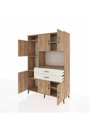 Hyperion Dolap 8 Raflı 2 Çekmeceli 6 Kapaklı 132x44x195 Çam-Çam/Aytaşı