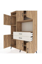 Hyperion Dolap 8 Raflı 2 Çekmeceli 6 Kapaklı 132x44x195 Çam-Çam/Aytaşı