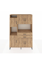 Hyperion Dolap 8 Raflı 2 Çekmeceli 6 Kapaklı 132x44x195 Çam-Çam/Çam