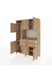 Hyperion Dolap 8 Raflı 2 Çekmeceli 6 Kapaklı 132x44x195 Çam-Çam/Çam