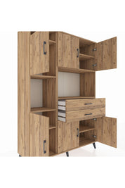 Hyperion Dolap 8 Raflı 2 Çekmeceli 6 Kapaklı 132x44x195 Çam-Çam/Çam