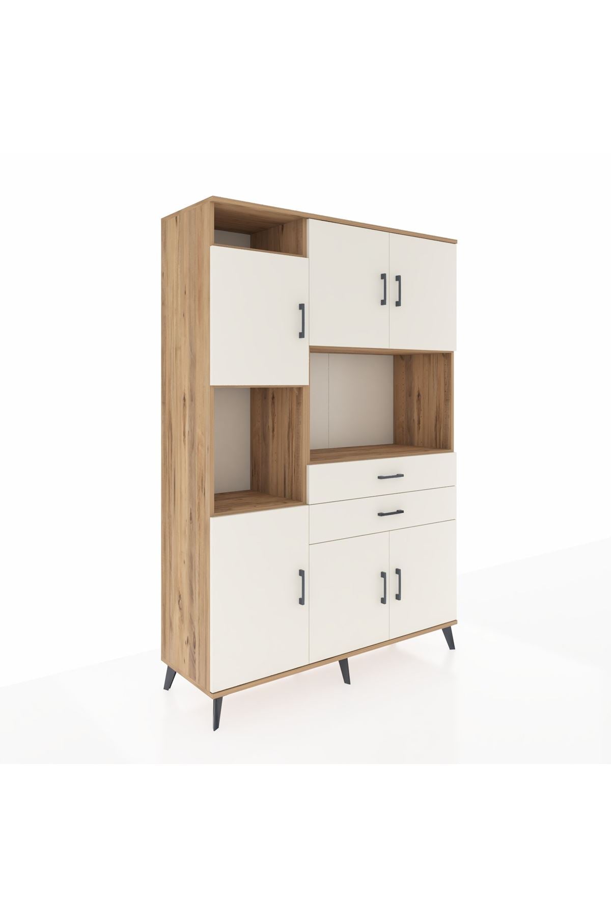 Hyperion Dolap 8 Raflı 2 Çekmeceli 6 Kapaklı 132x44x195 Çam-Aytaşı/Aytaşı