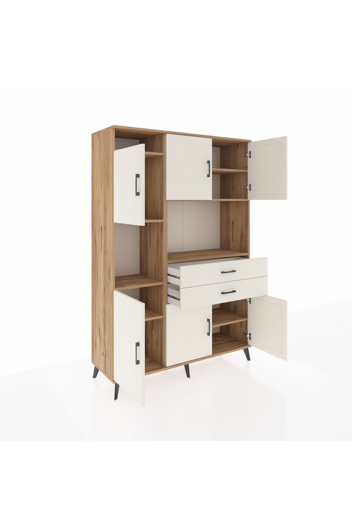 Hyperion Dolap 8 Raflı 2 Çekmeceli 6 Kapaklı 132x44x195 Çam-Aytaşı/Aytaşı